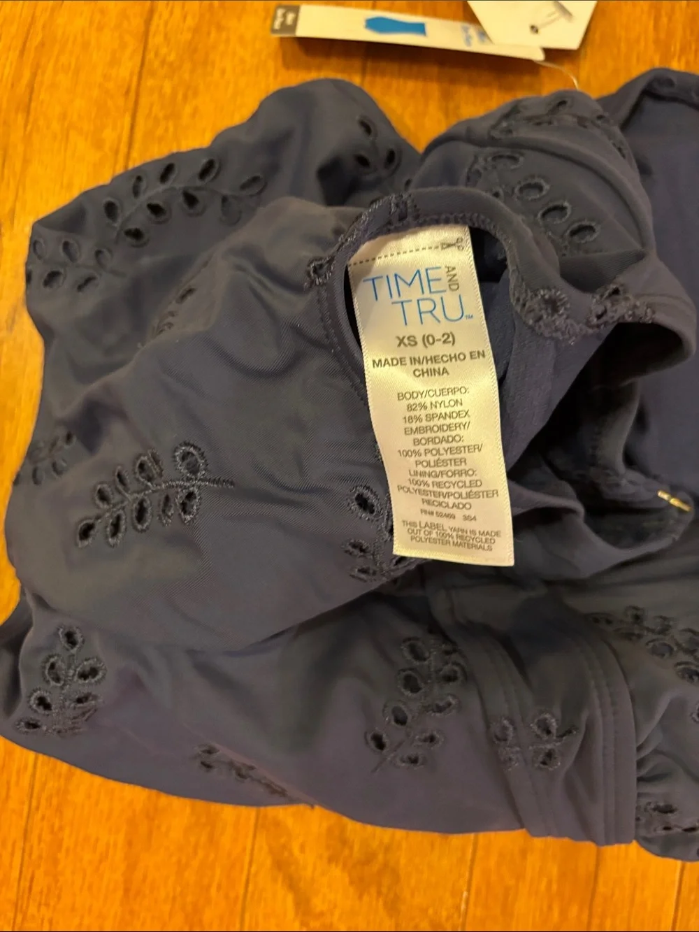 Time and Tru Navy Blue One-Piece Swimsuit‎ XS